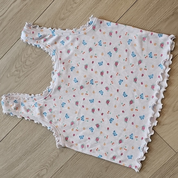 Girlhood Cottagecore Floral Pointelle Scalloped Edged Cropped Tank Top Small - Picture 10 of 11